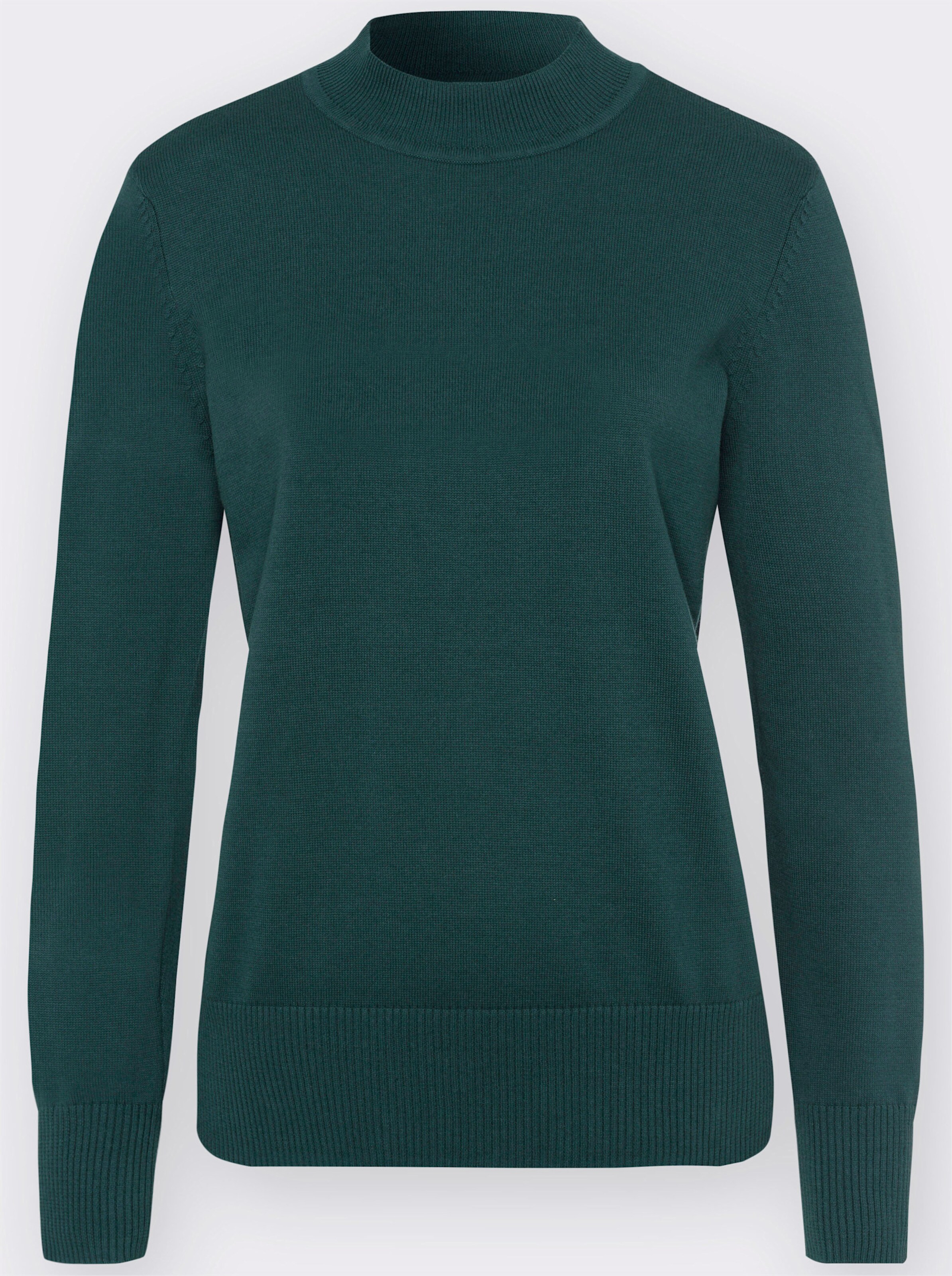 Strickpullover mit geripptem Stehkragen