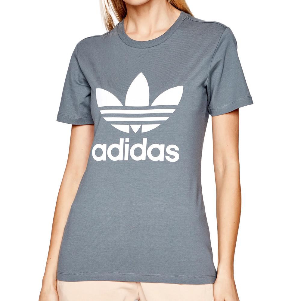 Adidas T-shirt Gris Femme Adidas Trefoil