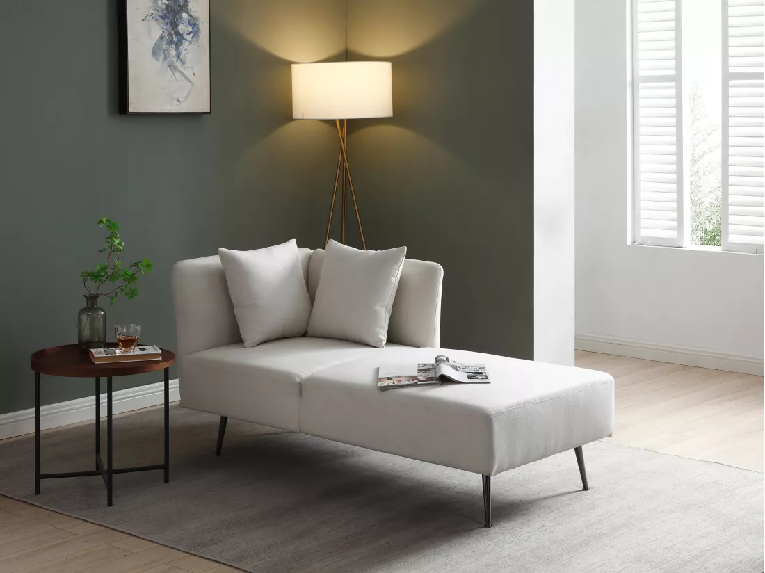 Méridienne droite en tissu crème NAPASA