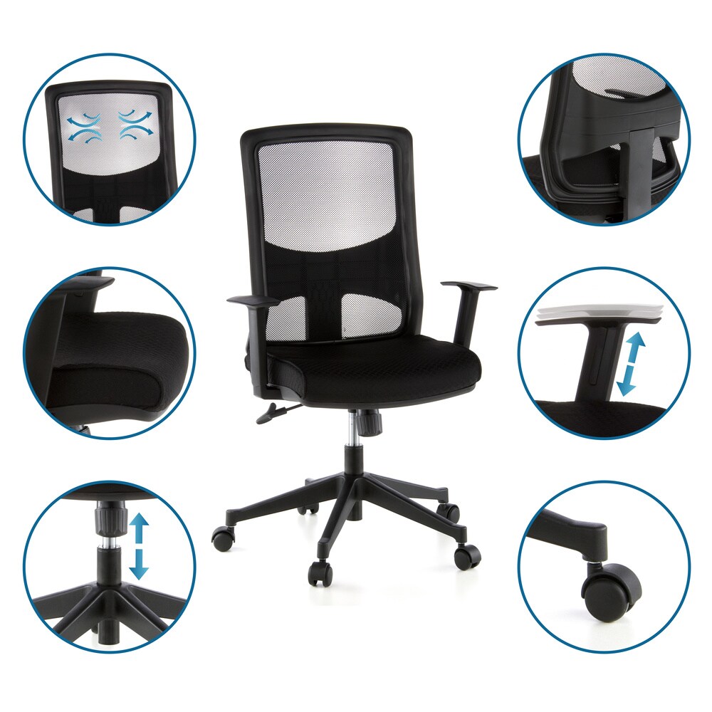 Profi Bürostuhl LAVITA Stoff mit Armlehnen (höhenverstellbar) hjh OFFICE