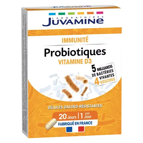 JUVAMINE PROBIÓTICOS VITAMINA D Imunidade 20 cápsulas gastrorresistentes