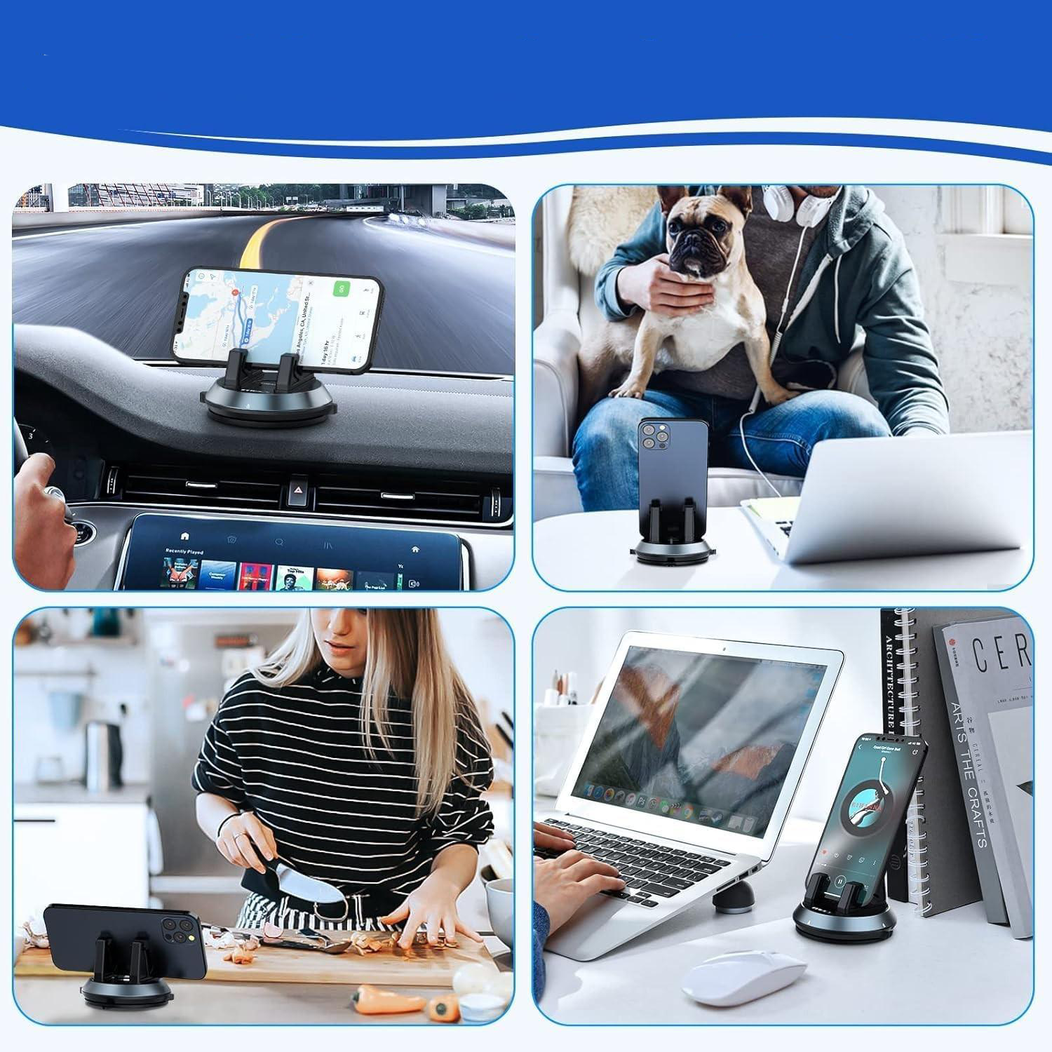 Verstellbare Auto KFZ 360° Grad Smartphone Halterung für Armaturenbrett mit Saugnapf / Automatik Verriegelung (4-7.2