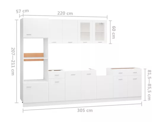 Ensemble de meubles de cuisine 7 pcs Blanc Aggloméré