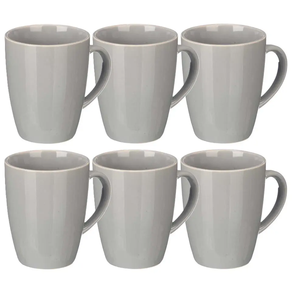 Vessia Design koffie mokken - 6x - grijs - keramiek - 330 ml