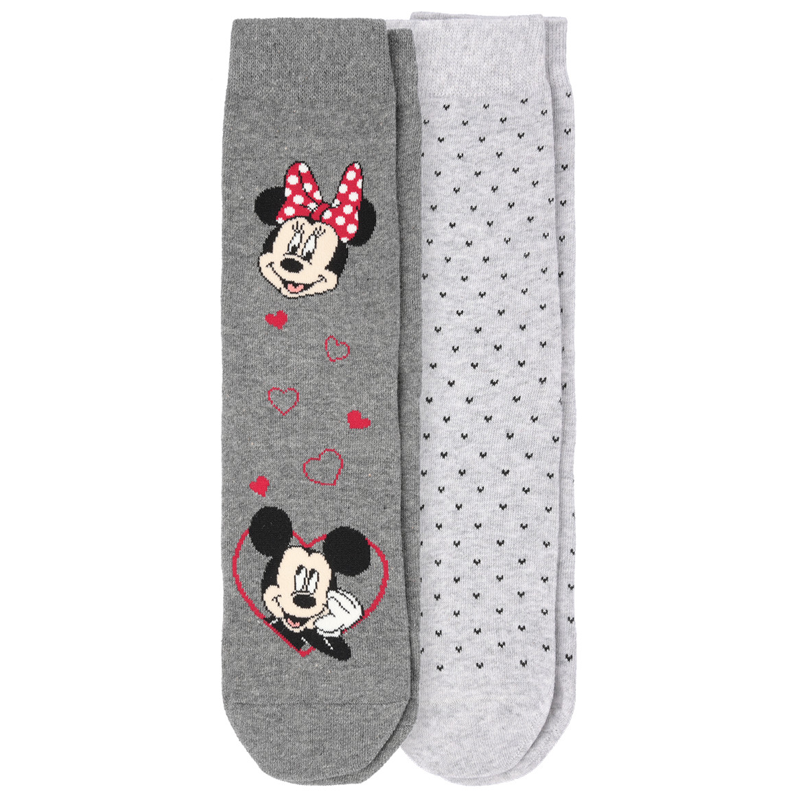Gina Benotti 2 Paar Minnie Maus Socken im Muster-Mix grau / hellgrau