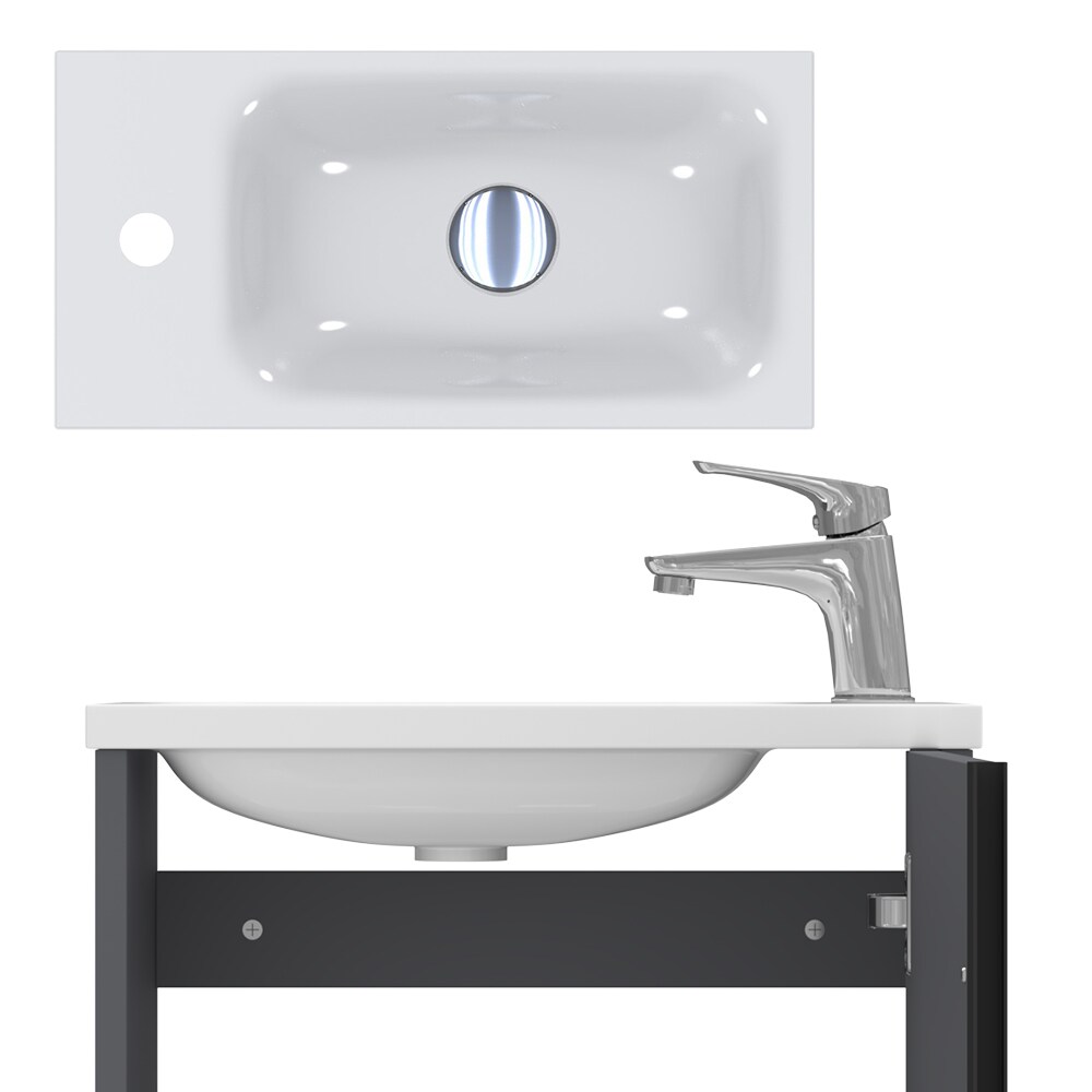 Vicco Waschbecken mit Unterschrank Kleo, 50 cm, Waschtisch mit Tür, Anthrazit Wandmontage