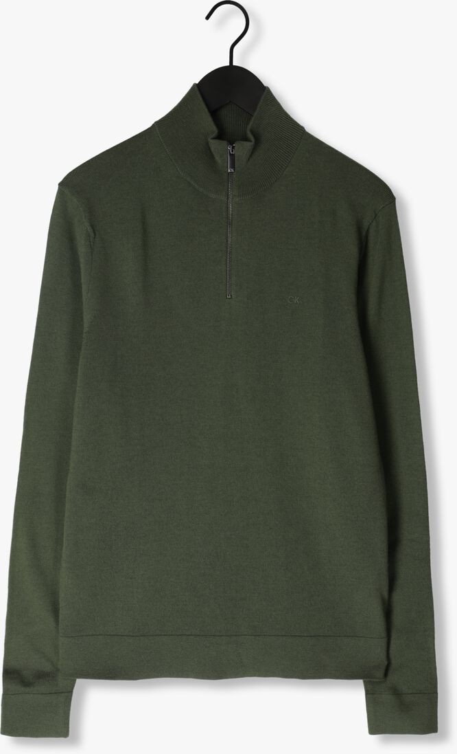 CALVIN KLEIN donkergroene calvin klein trui merino quarter zip