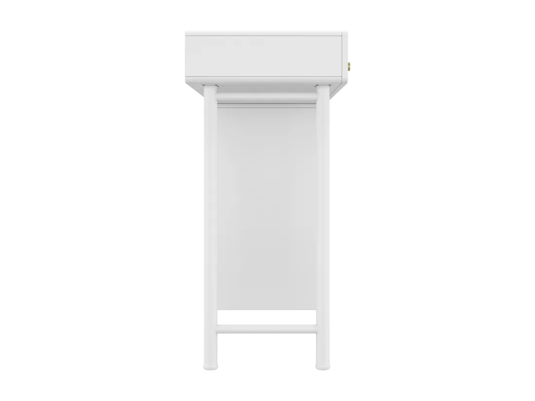 Coiffeuse,Commode 6 tiroirs,Trois niveaux, six tiroirs,Comprend des armoires latérales coulissantes,sans chaises ni miroirs,Blanc,180x40x85cm