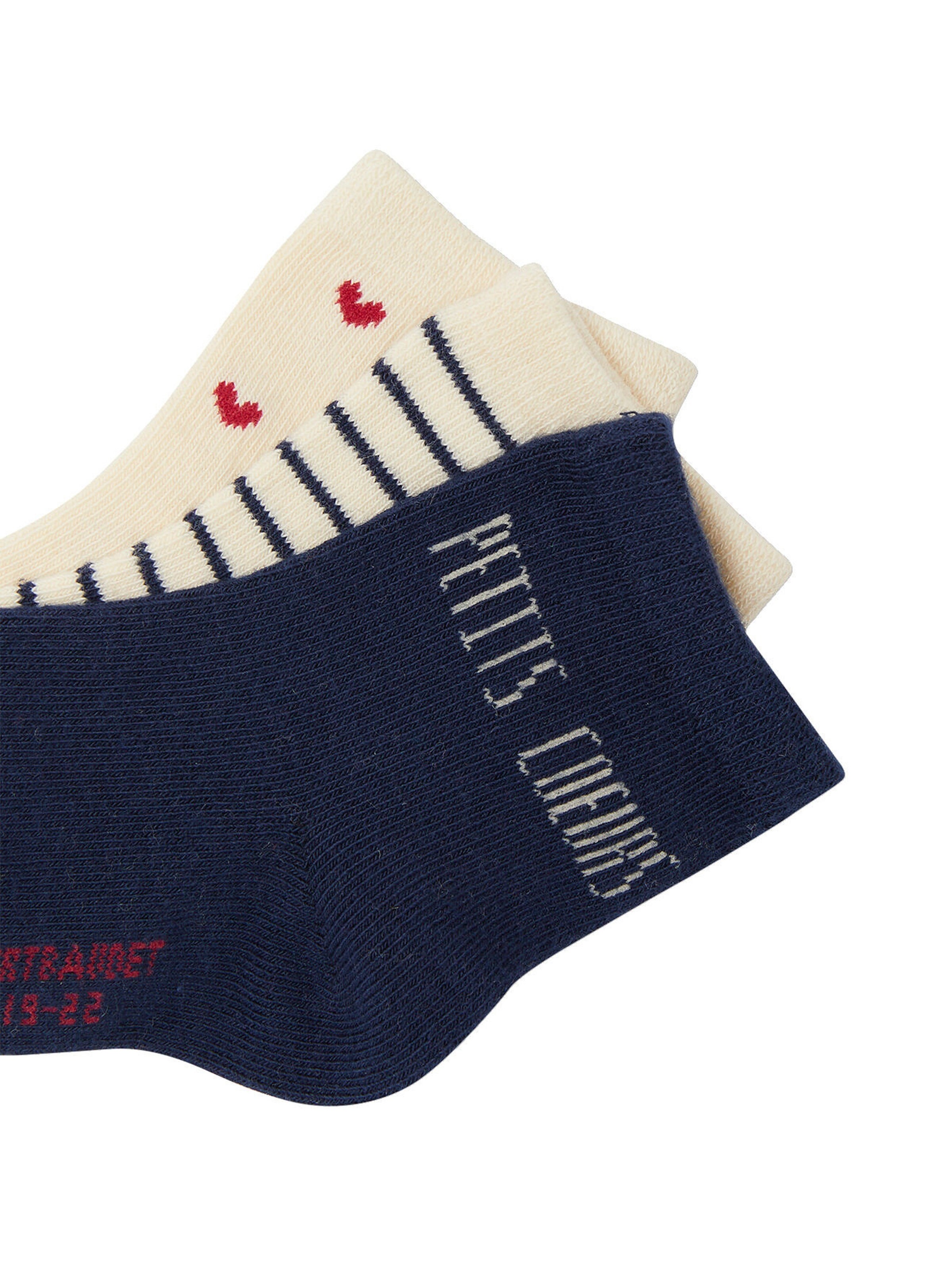 Vertbaudet 3er-Pack Mädchen Baby Socken mit Herzen Oeko-Tex wollweiß