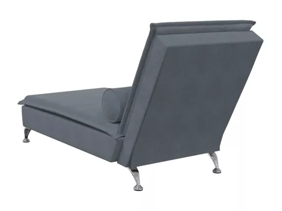 Chaise longue de massage avec traversin gris foncé velours
