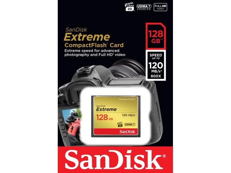 SanDisk CF-Karte Extreme 128 GB CompactFlash-Karte, 128 GB