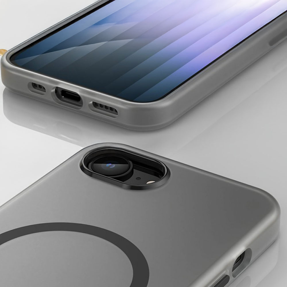 iPhone 16e MagSafe Hybrid Hülle TPU Bumper Slim Design Matt - Schwarz / Transparent