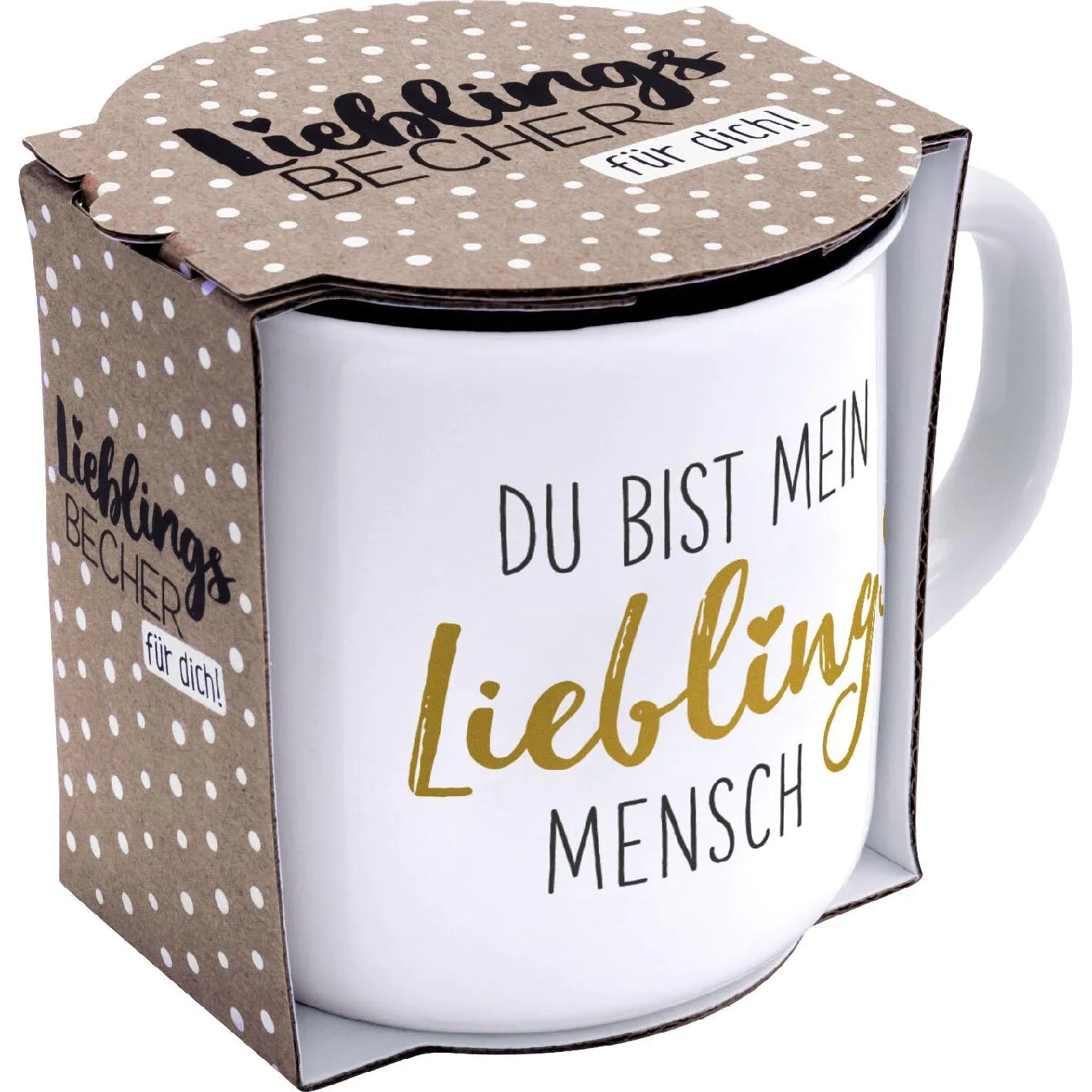 Becher Emaille-Optik, Lieblingsmensch, 350 ml