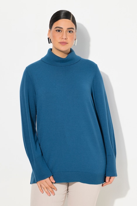 Rollkragenpullover, breite Rippbündchen, Langarm