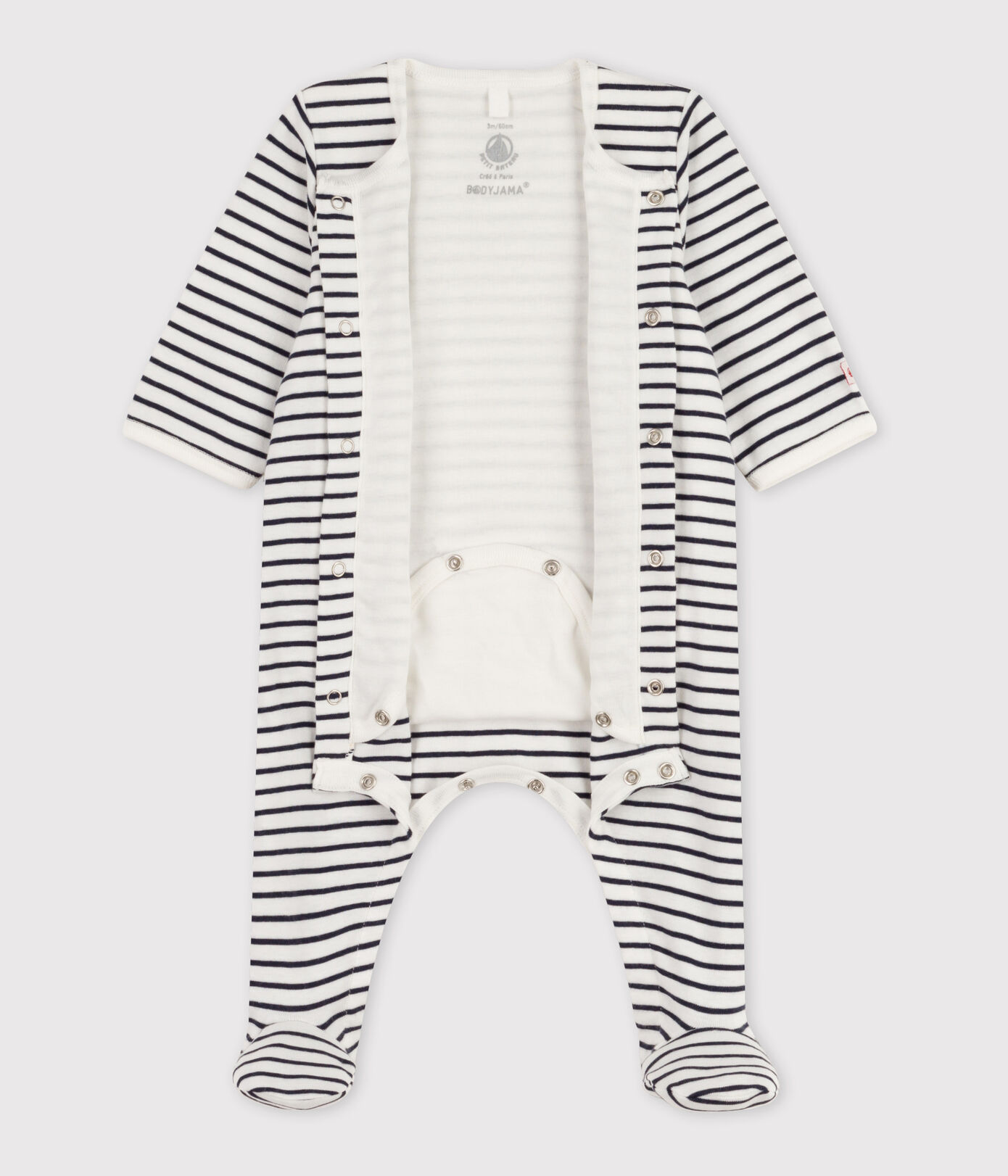 Bodyjama à rayures bébé en coton