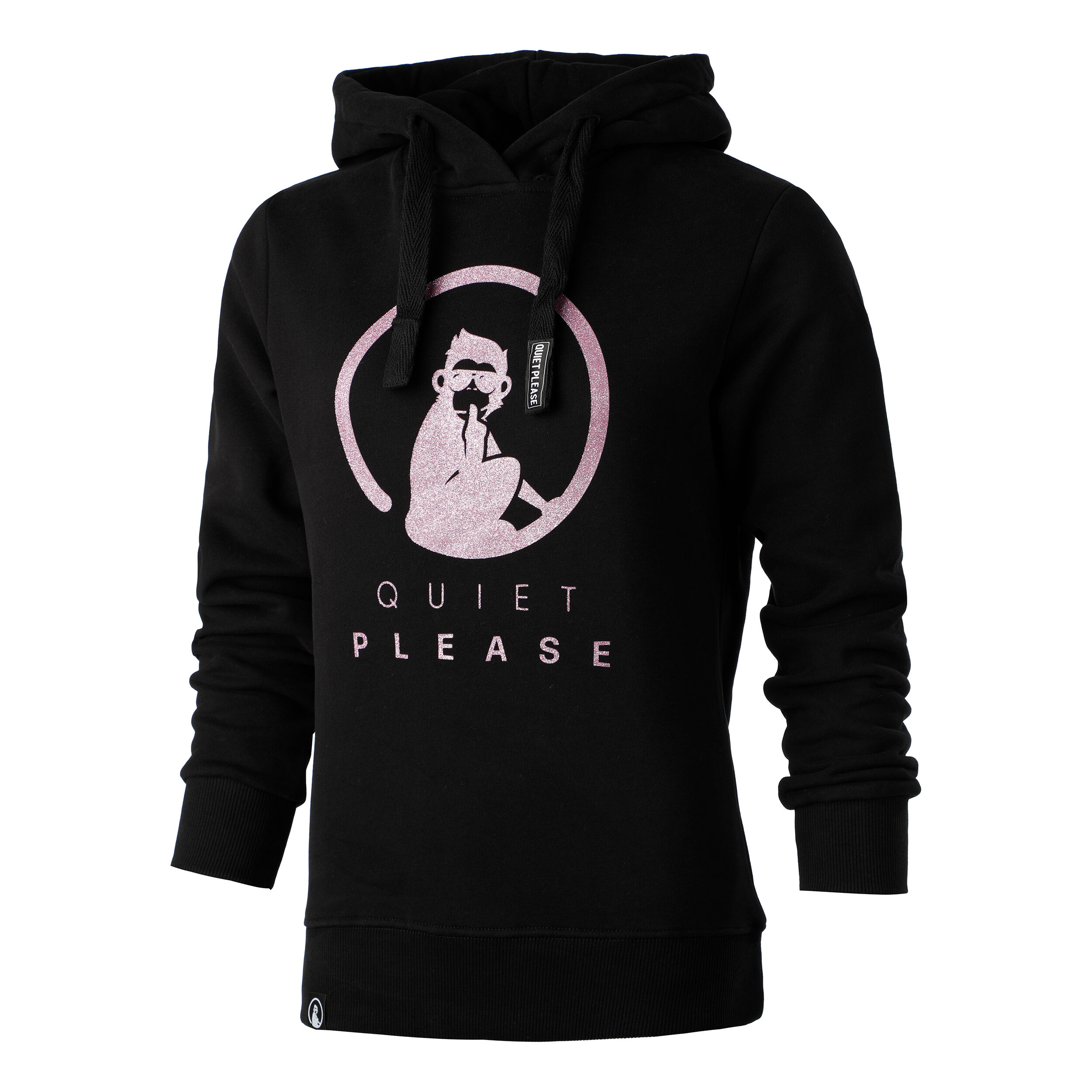 Quiet Please Baseline Logo Glitter Sweat À Capuche Femmes - Noir , Rosé