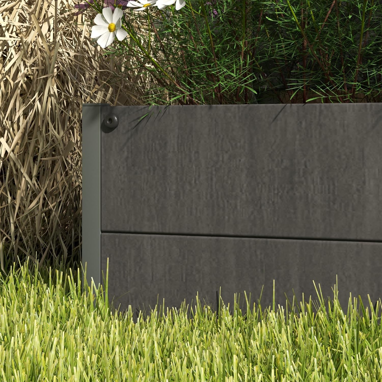 Outsunny Garten Pflanzkübel mit Rankgitter für Kletterpflanzen Reben Blumen Freistehendes Hochbeet für Garten Outdoor Terrasse Pflanzkasten mit Drainagespalt Dunkelgrau