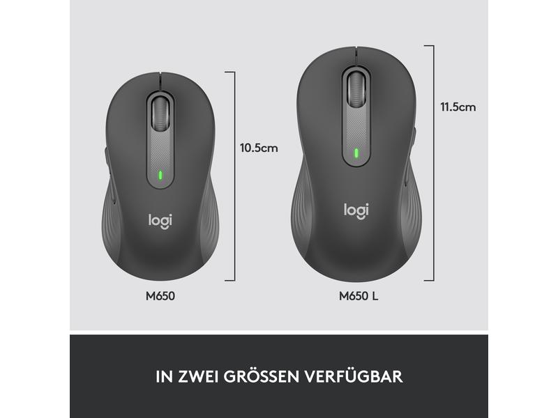 Logitech Maus Signature M650 Graphite Präzise Wireless-Maus mit «Logitech SilentTouch»-Technologie