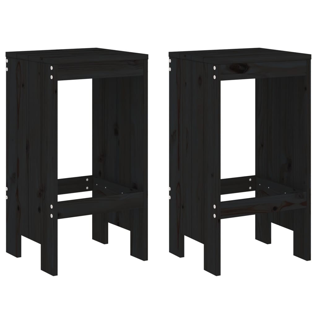 Ensemble de bar de jardin 3 pcs noir bois de pin massif