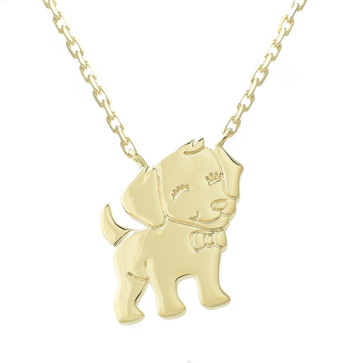 Collier petit chien souriant Plaqué OR 750 3 microns