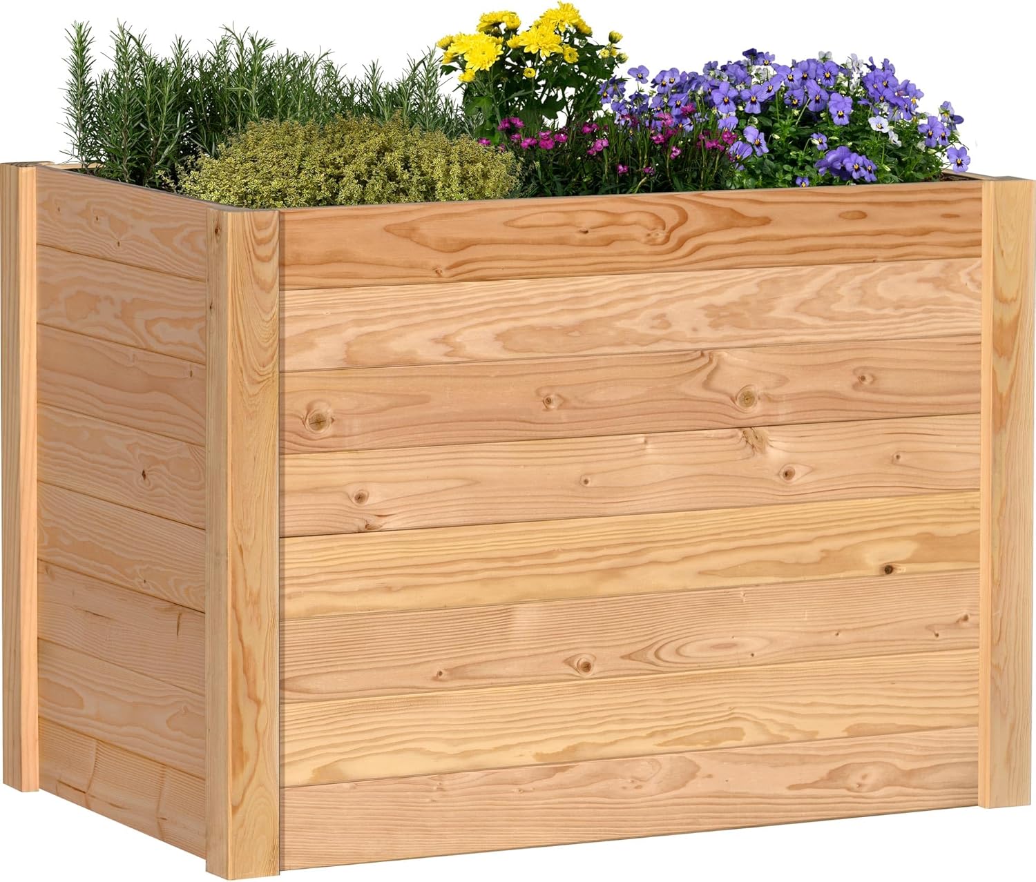 dobar® XL Hochbeet Massivholz Douglasie Bausatz - Naturbelassenes Kräuterbeet für Außen - Hochbeet-Kit für Garten inklusive Pflanzvlies - 420 L, Natur