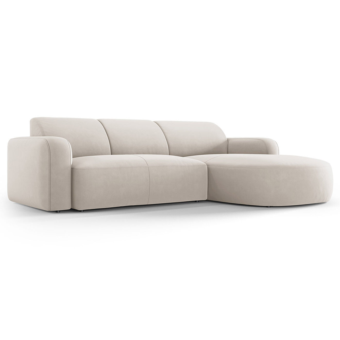Mazzini Sofas Canapé d'angle droit Velours Jasmin 4 Places beige - 250x170x72 cm