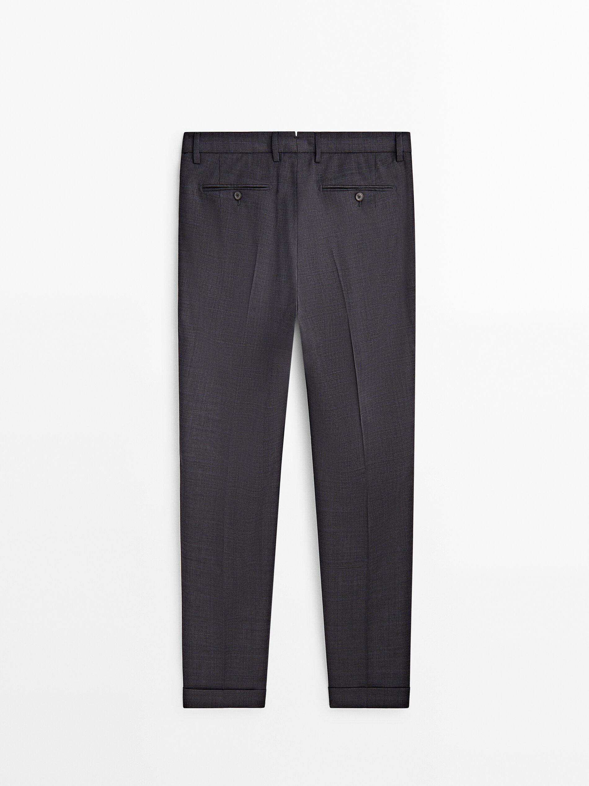 Pantalón traje lana super 120's cuadros - GRIS
