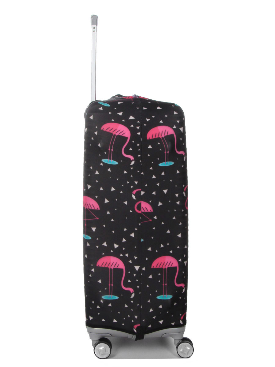 Housse de valise Periea Black with Pink Flamingos L