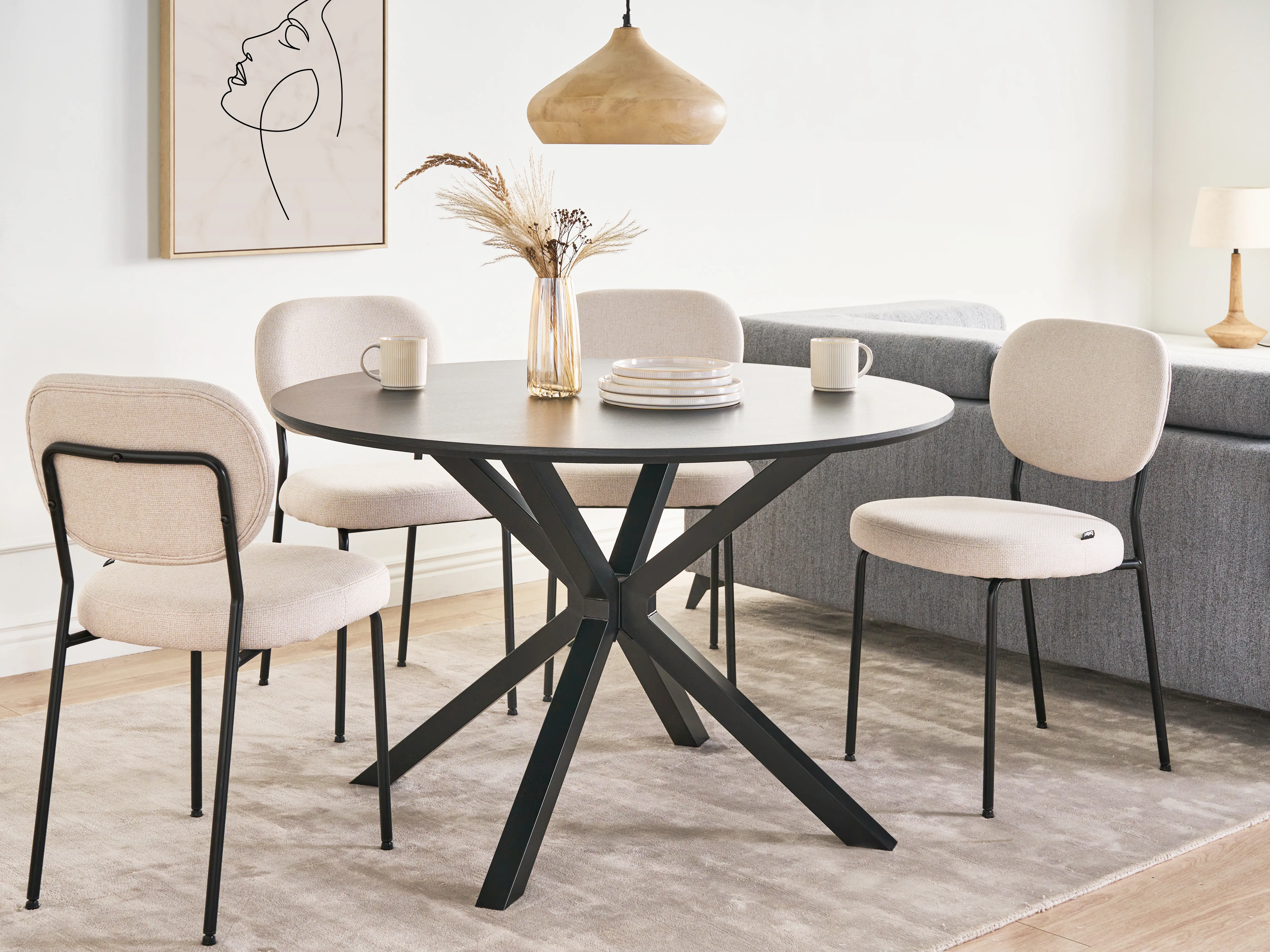 Eettafel FITZROY Zwart 120 cm 120 cm