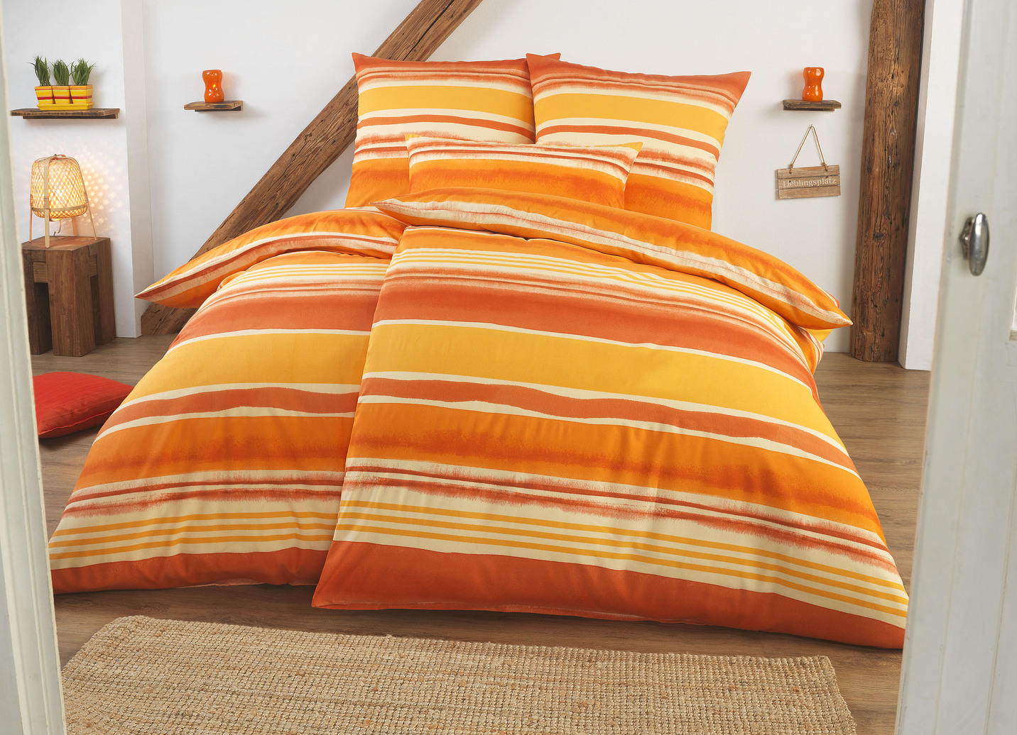 Beidseitig bedruckte Bettwäsche-Garnitur in Polycotton-Qualität