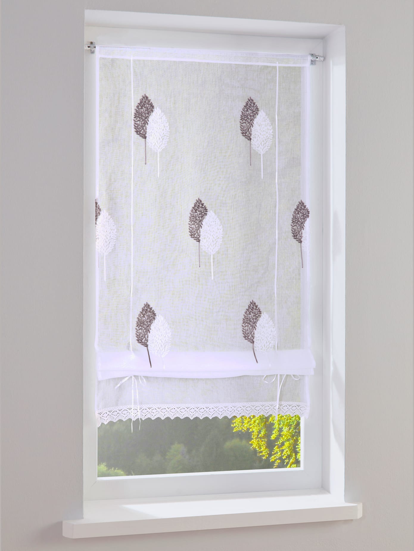 Store bateau imitation lin avec broderie