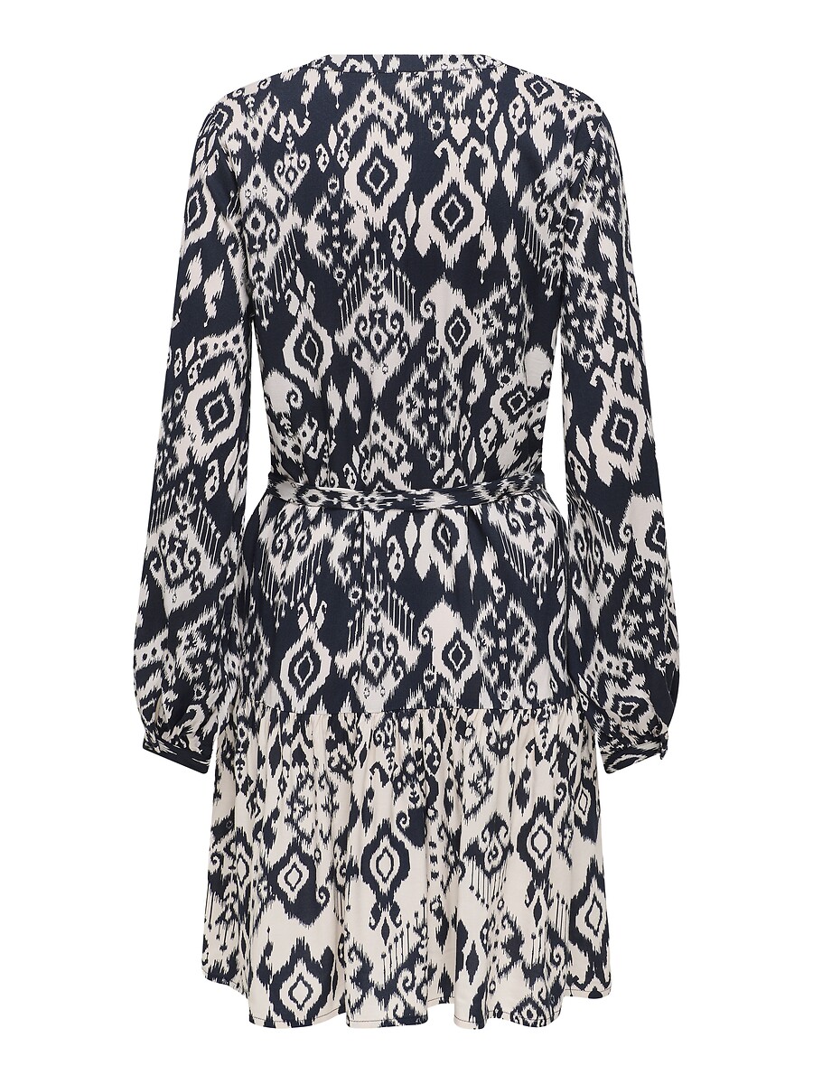 JDY<br>Vestido curto estampado com cinto de amarrar