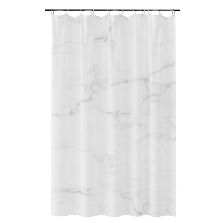 Rideau de douche GoodHome Elland L.200 x H.180 cm coloris marbre en lin et polyester