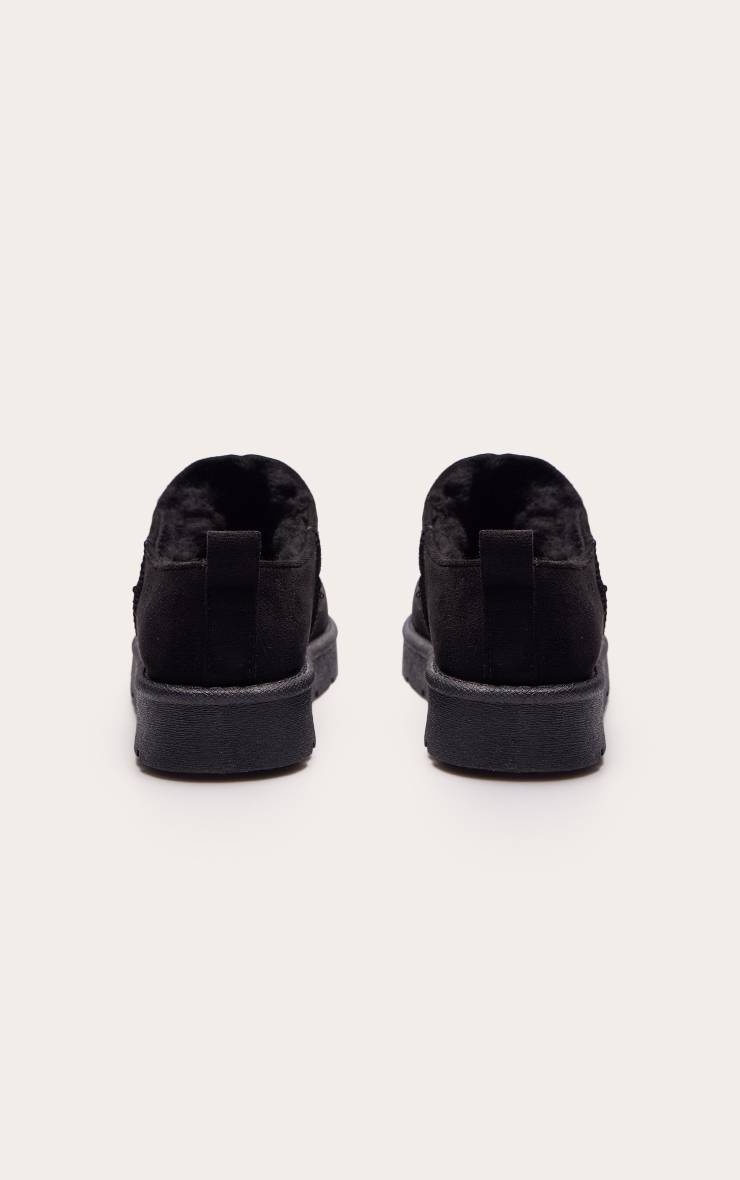 Noir Chaussures Plates À Enfiler À Plateforme Doublées Peluche