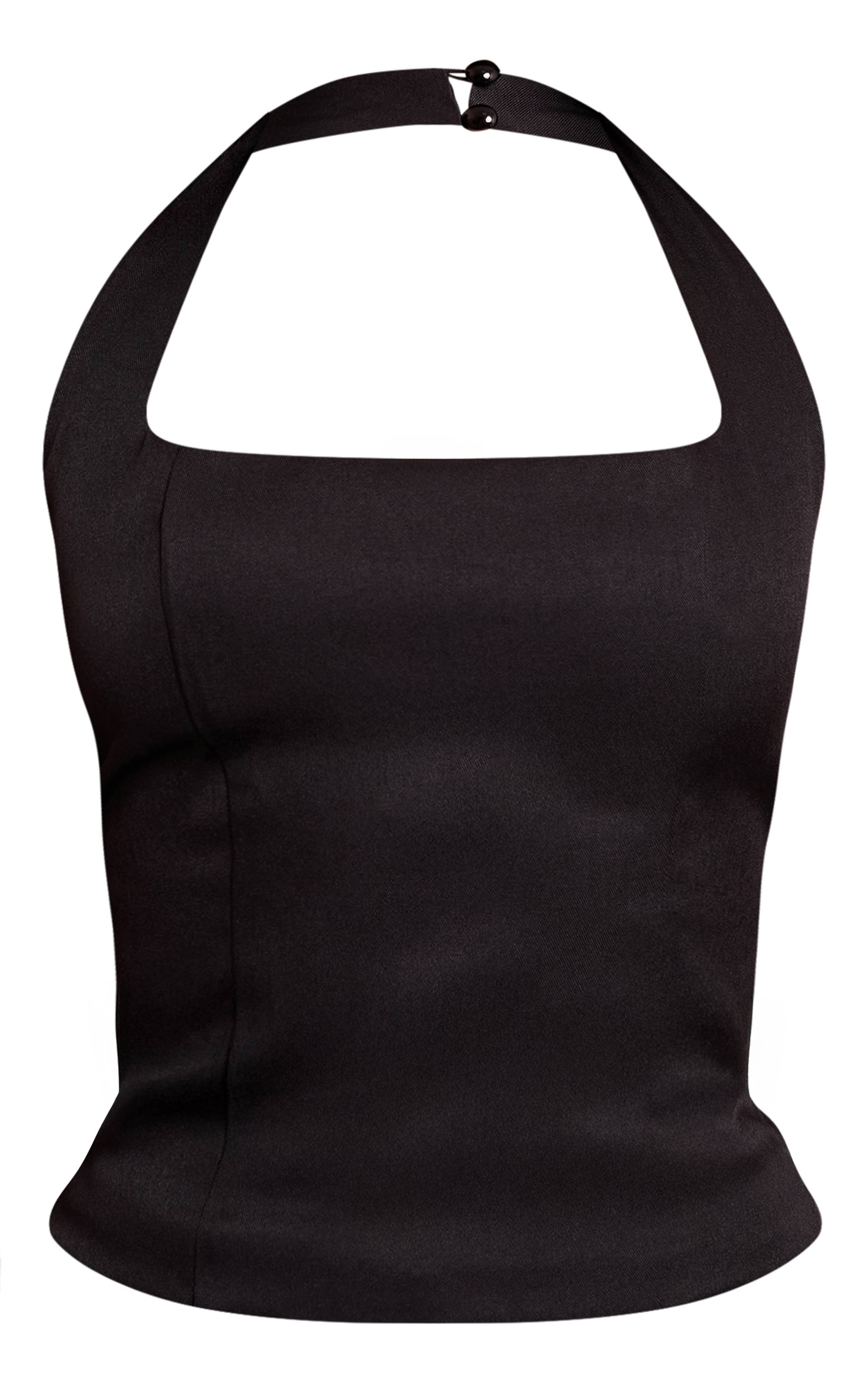 Noir Top Ajusté Petite À Encolure Américaine