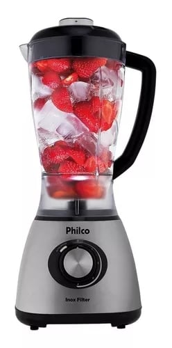 Liquidificador Philco Inox Filter 2.4 L prata e preto com jarra de acr&iacute;lico 220V