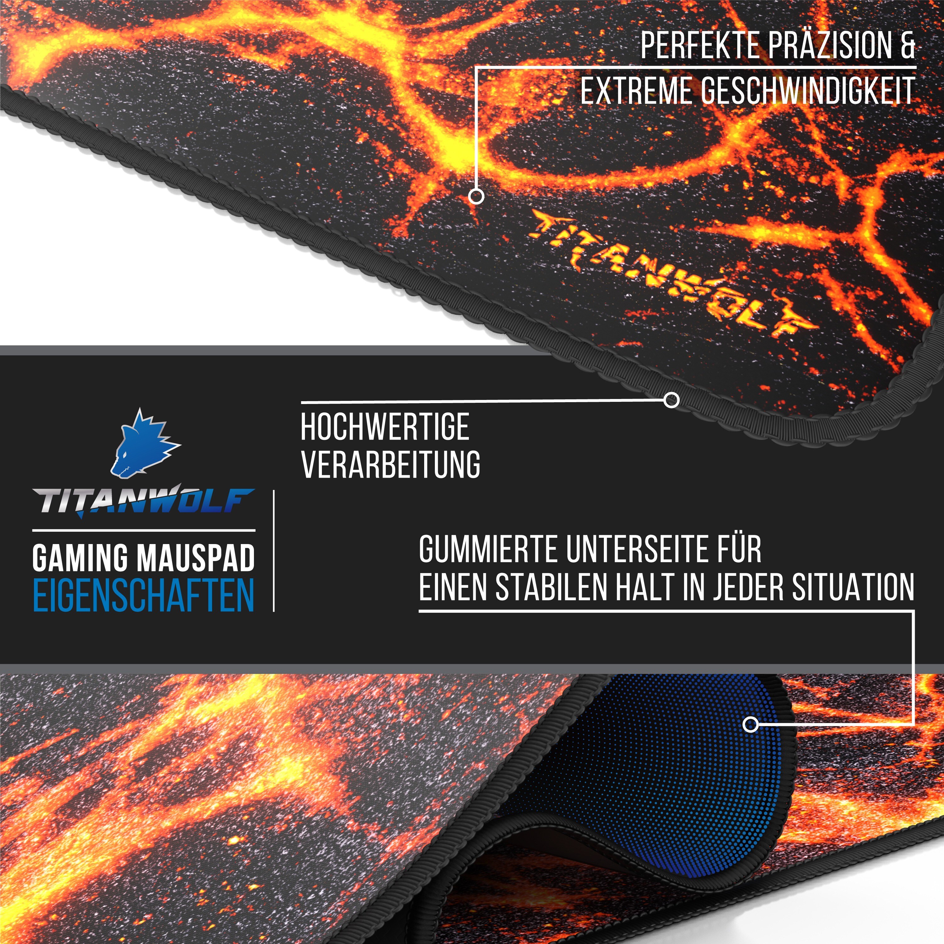 CSL Gaming Mauspad, XXL, Mousepad, 900 x 400 x 3 mm, Tischunterlage, abwaschbar, Lava V2