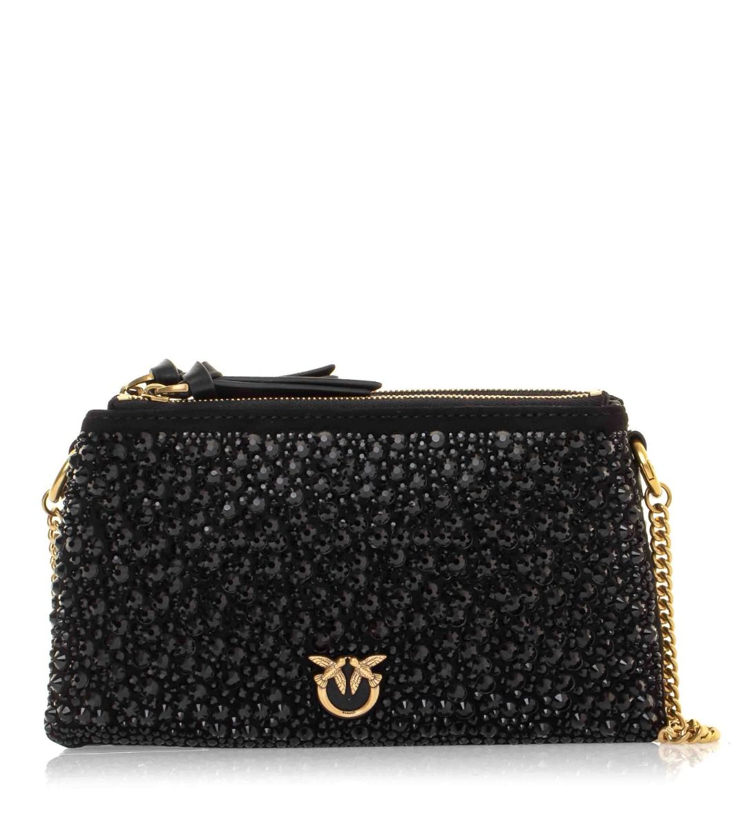 Pinko Mini Double Bag Fully Rhinestoned Shoulder Bag