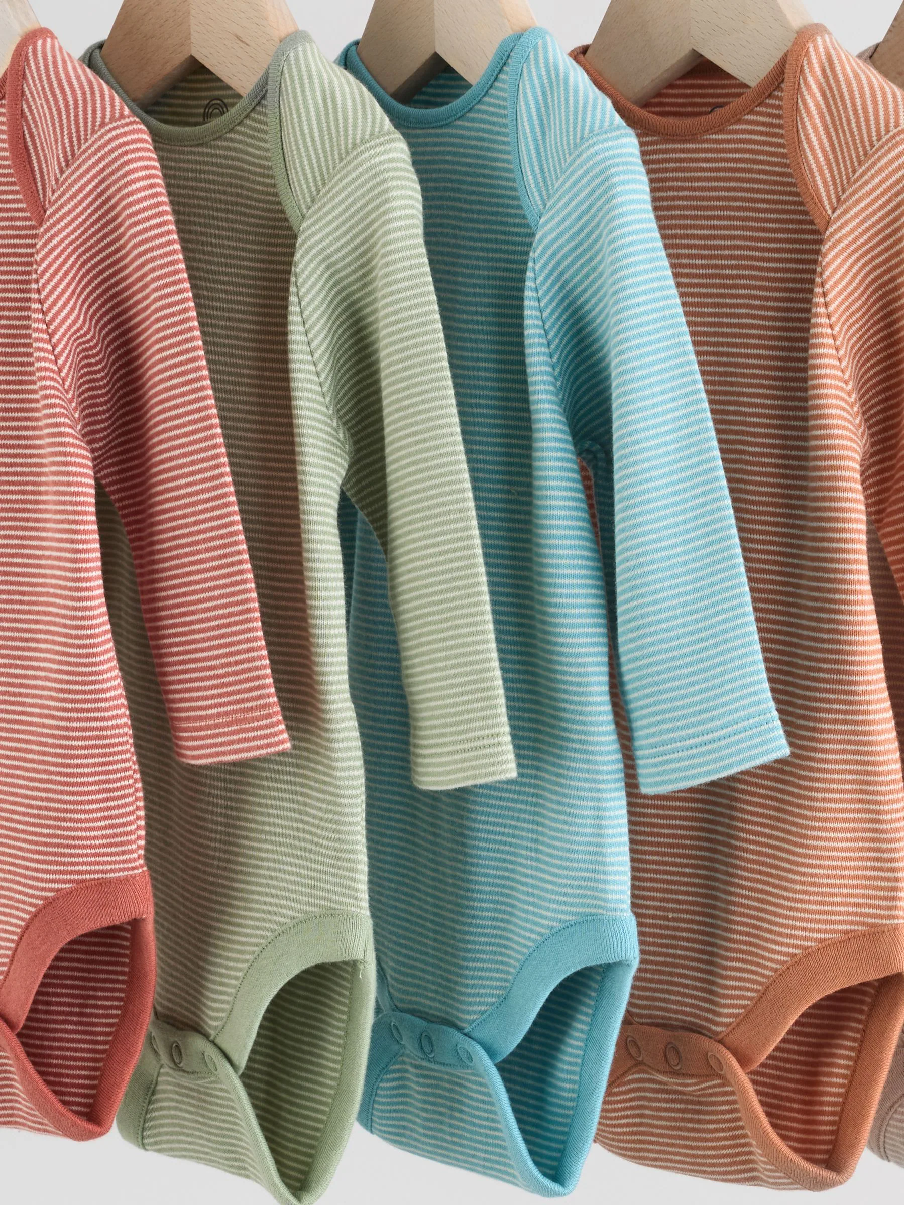 Blauw/bruin - Set van 5 rompers met lange mouwen
