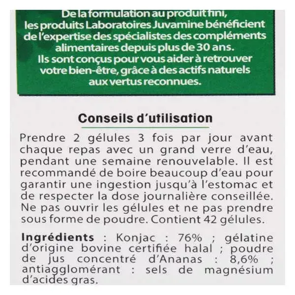 Juvamine Perte de Poids Konjac Ananas 42 gélules