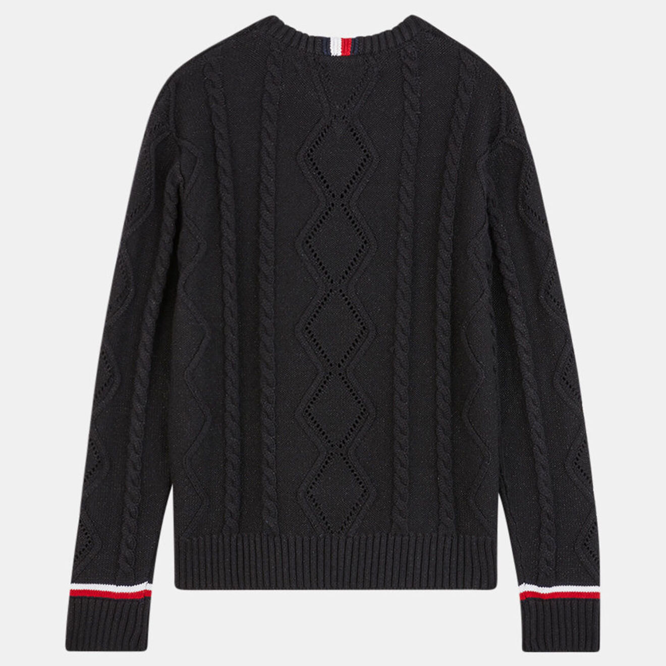 Tommy Hilfiger Pull en Maille de coton biologique torsadé noir