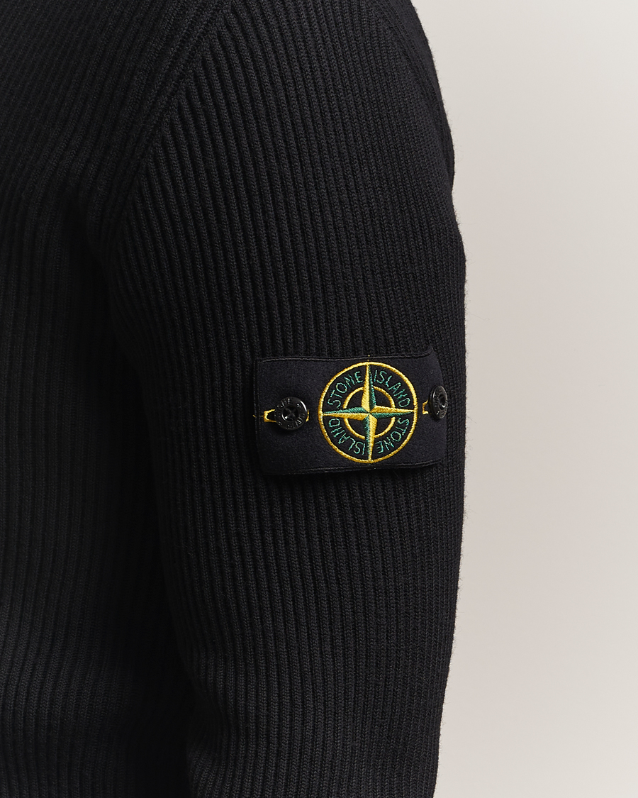 Stone Island Full Rib Wool Turtleneck Black