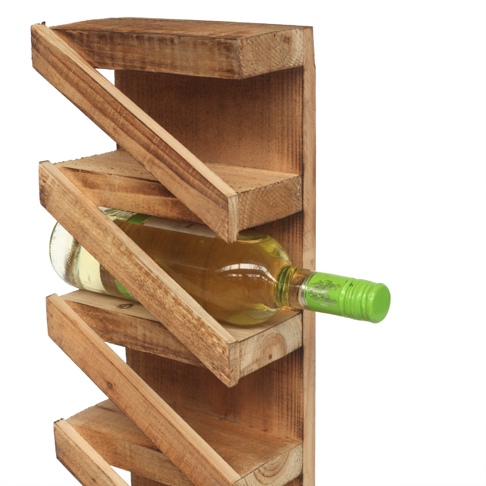 Weinregal, 8 Fächer mit Wandaufhängung, natur, H 94 cm, B 20 cm, T 11,5 cm von fischer's lagerhaus