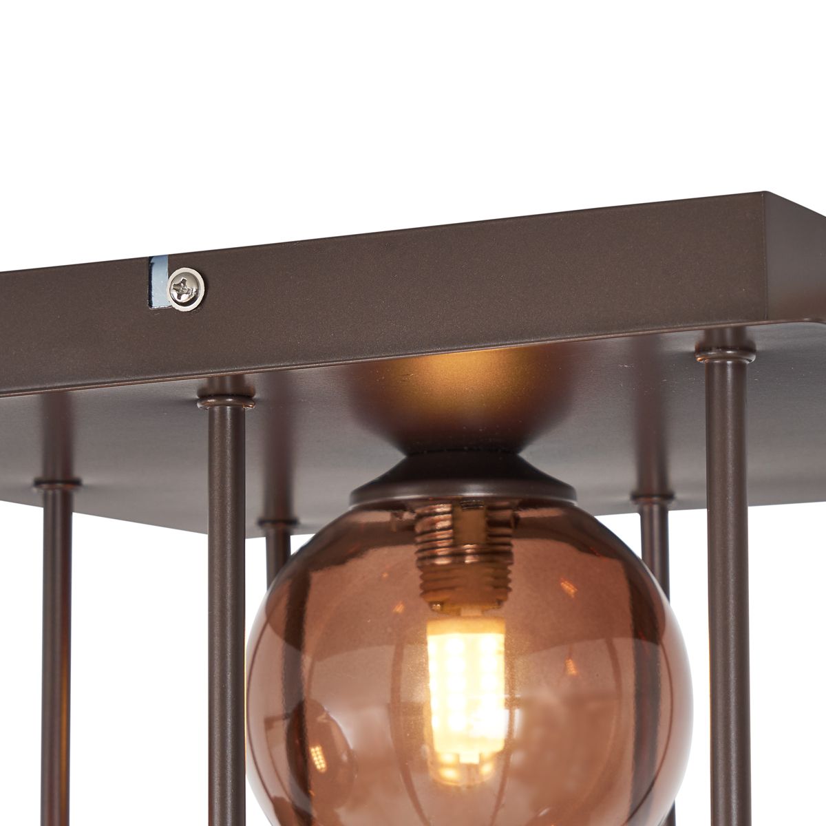 Design plafondlamp brons met brons glas 9-lichts - Athens