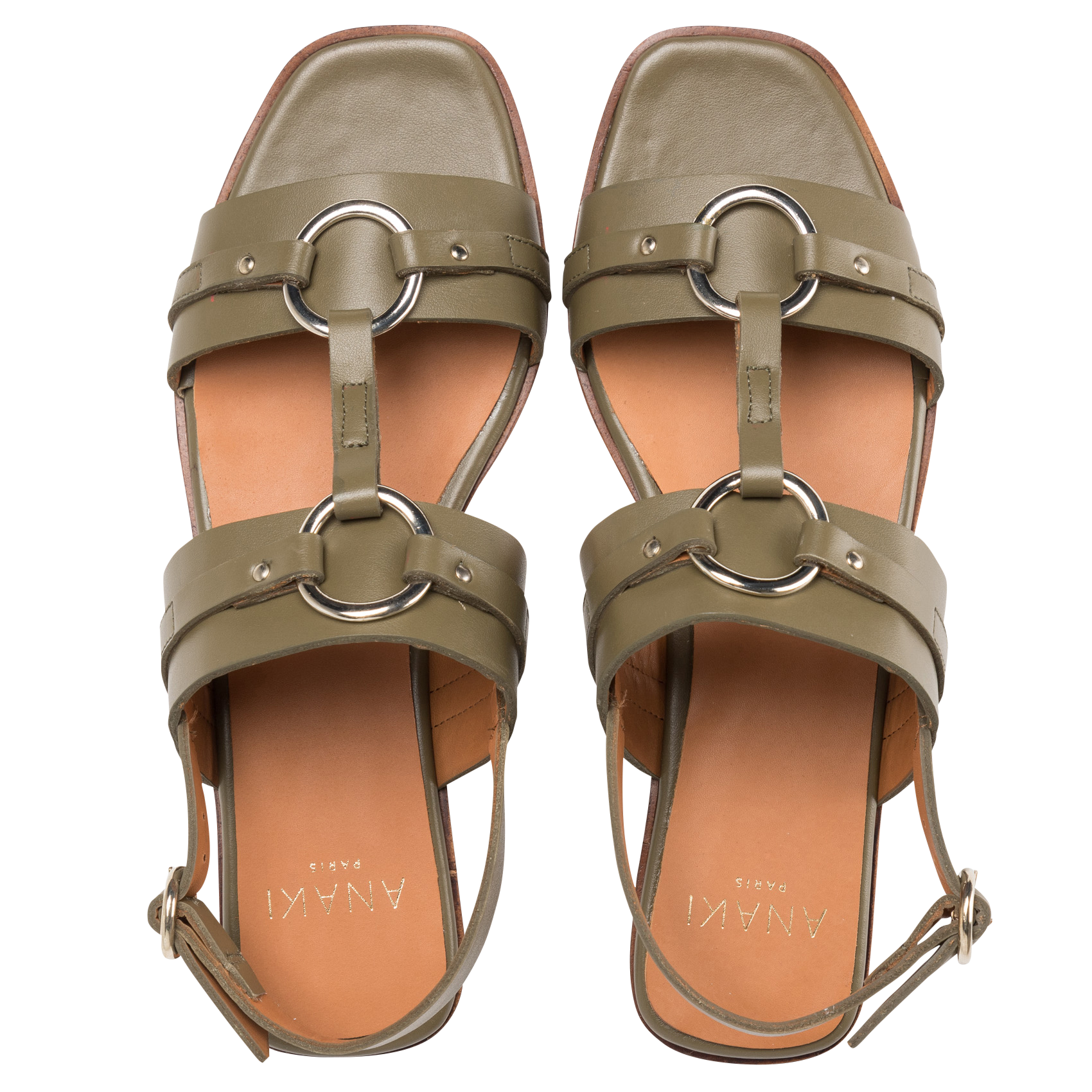 ROCIO - Sandales plates en cuir | Kaki