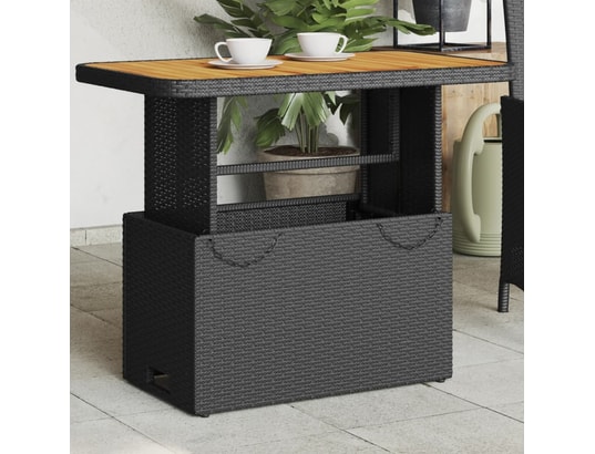 VIDAXL - Table de jardin noir 90x55x71 cm résine tressée et bois acac...