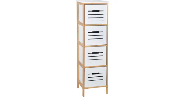 Kommode Zuzu Bambus/MDF weiss 4SBK
