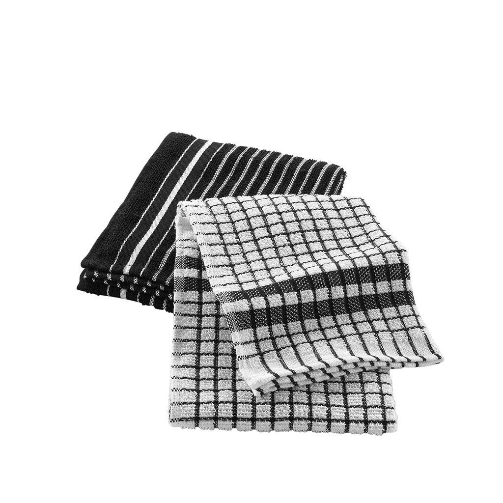 Lot de 2 torchons CLASSICO en éponge noirs 50x70cm