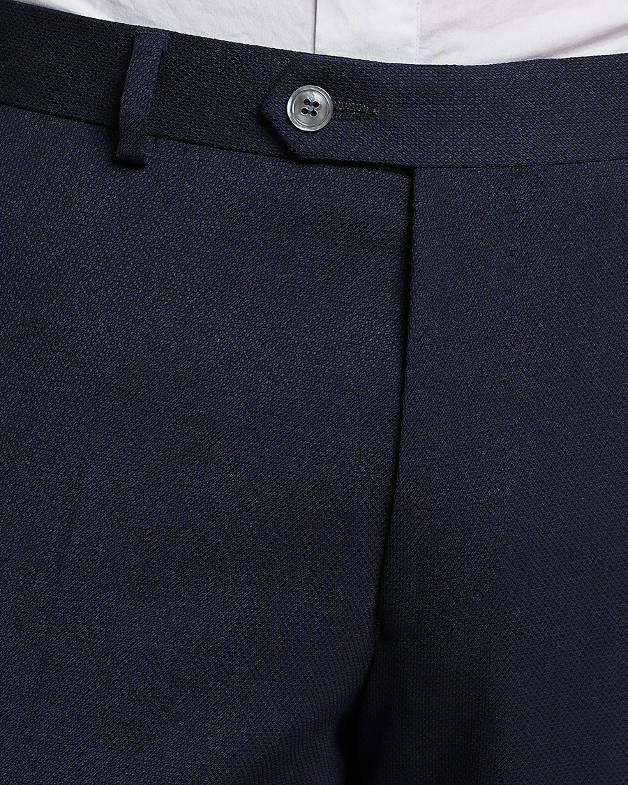Oscar Jacobson Denz Structured Wool Trousers Blue