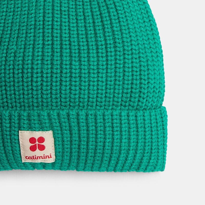 Bonnet bébé en maille tricot vert cèdre Catimini Vert